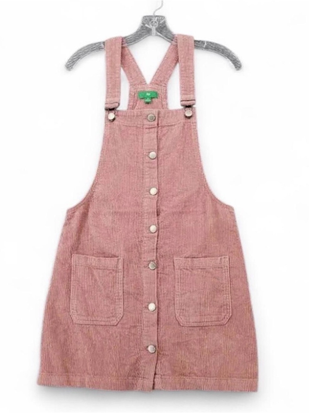 dip Pink Corduroy Button-Front Pinafore Dress